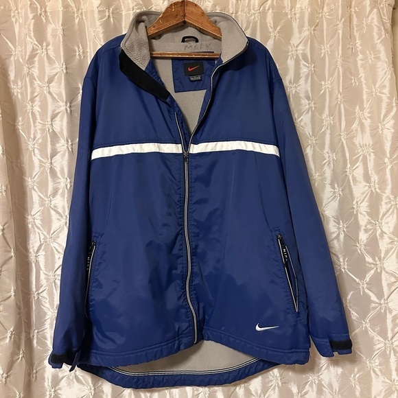 Nike Vintage Nylon Fleece Lined Track Jacket Coat Royal Blue 90s - Picture 1 of 11